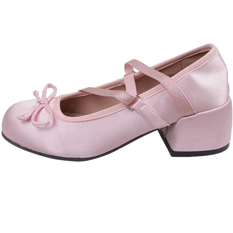 Fashion Women Square Toe Bow Ballet Dance Mary Jane Shoes Sandals Fashion Ankle Lace Up Dress Designer Casual Footwear Zapatos Mujer