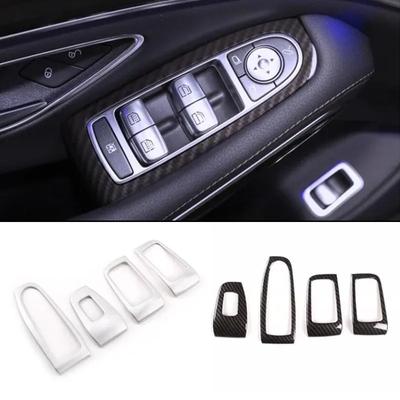Car Door Window Glass Lift Switch Frame Cover Decorative Sticker for Mercedes-Benz S-Class W222 2014- Interior Accessories