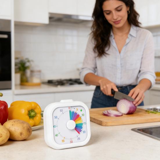 Visual Timer for Kids 60 Minute Rainbow Countdown with Silent Pause Function