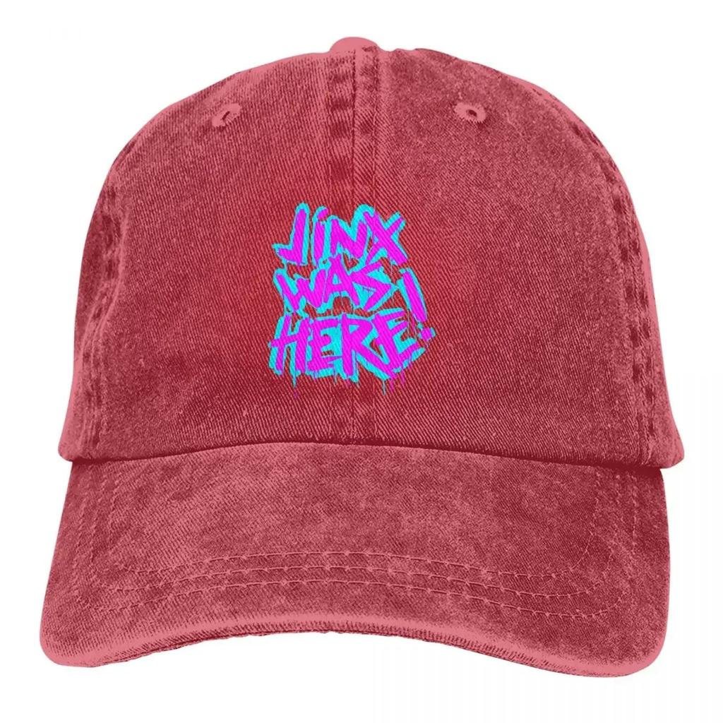 Washed Men's Baseball Cap JINX WAS HERE Cool Trucker Snapback Cowboy Caps Dad Hat Arcane League Of Legends LOL Game Golf Hats