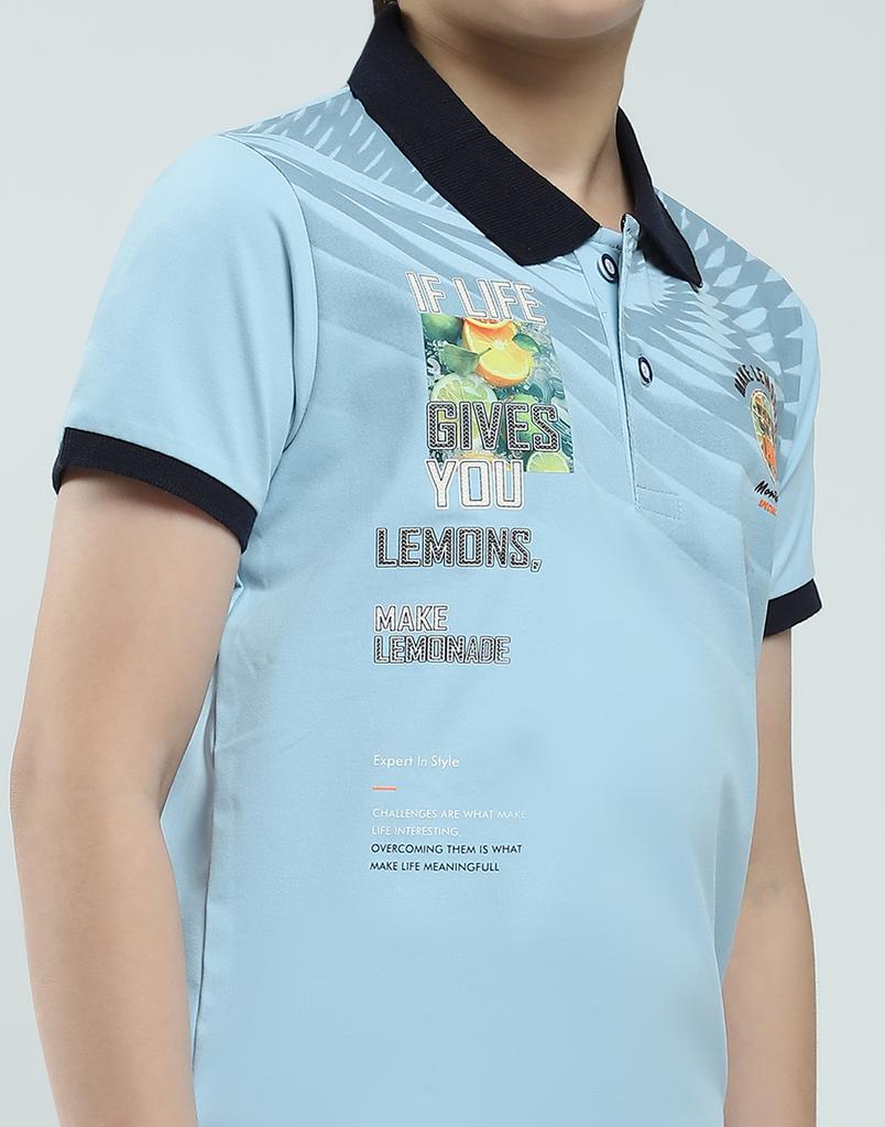 MONTE CARLO Boys's Regular Fit Printed Polo Half Sleeve T-Shirt