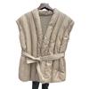 Magnet buckle waist down vest women's new back knitted white duck down vest fashion vest