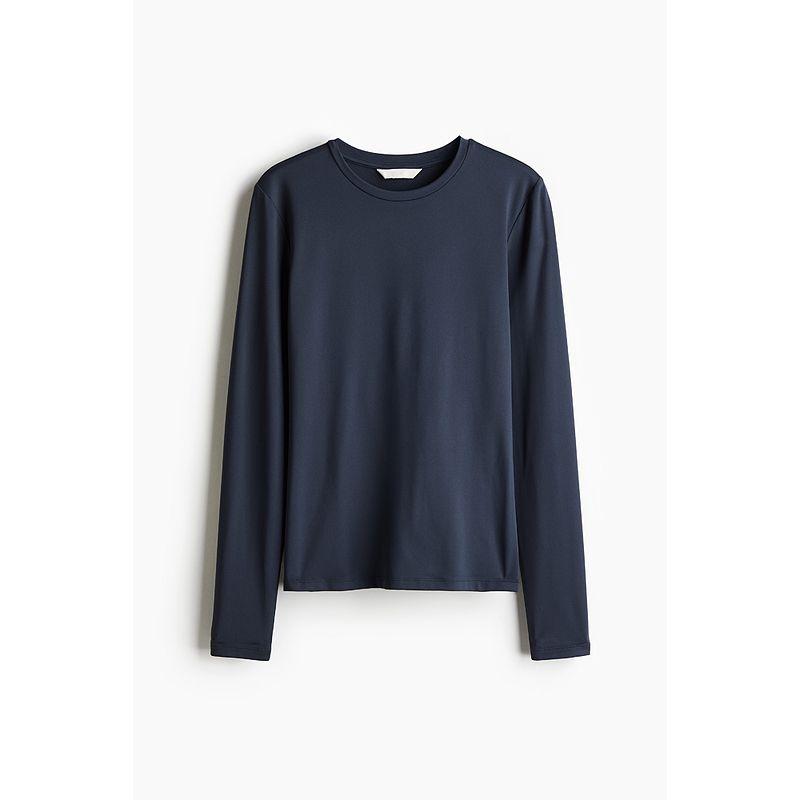 

HM Women s T-shirt 2025 Autumn Elastic round Neck Soft Comfort and Casual Jersey Base Tops 1191700