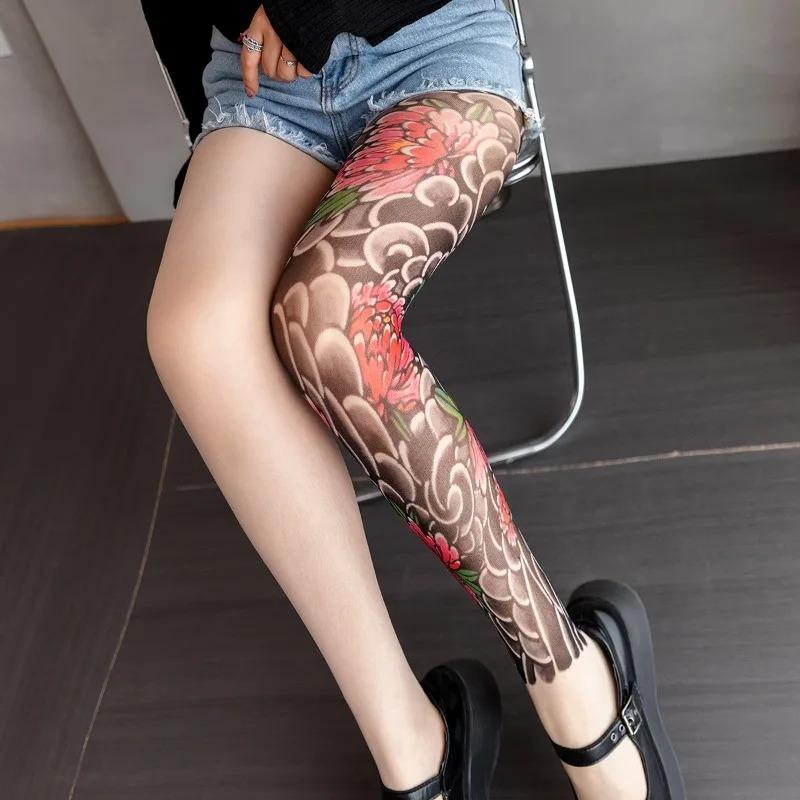 Flower leg leggings, women's thin design, anti hook silk, niche creative, bare leg artifact, sexy spicy girl pantyhose