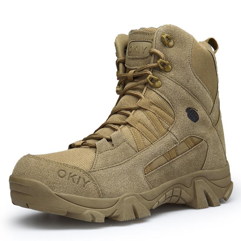 Large Size Medium and High Top Desert Boots Wild Camping Training Boots Outdoor Hiking Boots Hiking Boots Men's Sand Color