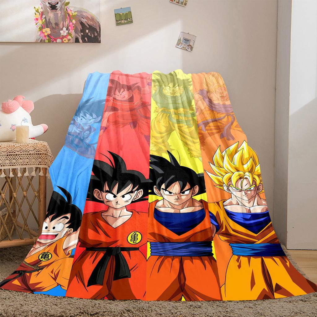 1PC Son Goku  Print Flannel Blanket, High quality All Seasons, Home Decor, Warmth and Comfort, Perfect for Christmas Gifts