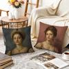 Young Woman Man Print Cushion Cover Durable Hypoallergenic Organic Linen Pillow Cover Short Size Washable SkinFriendly