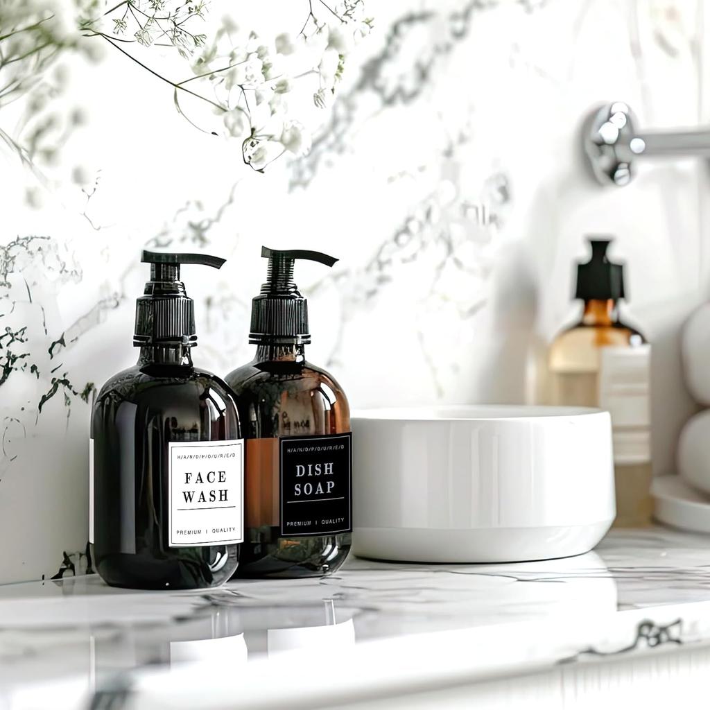 24 Pcs Waterproof Soap Labels Lotion Labels Reble Kitchen Hand Soap Dispenser Label Stickers Bathroom Labels Stickers for Shampoo and Conditioner