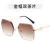 Fashion Trendy Sunglasses Women Rimless Cut Edge Polygon Shape Sun glasses for Women UV400 Protection Outdoor Sunglasses