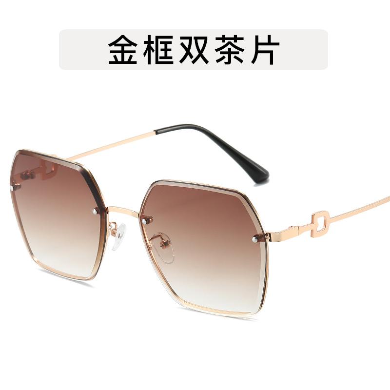 Fashion Trendy Sunglasses Women Rimless Cut Edge Polygon Shape Sun glasses for Women UV400 Protection Outdoor Sunglasses