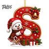 Indoor Holiday Decorations Cute Snowman Letter Christmas Ornament, 2D Flat Personalized A-Z Alphabet Gifts for Family Friends Acrylic Hanging Pendant