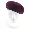 Excellent HERMES Beret Santreno Leather with Serie Buttons Wine-red Cashmere Women 58 Used