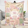 Happy 90th Birthday Celebration Flannel Blanket-Soft and Suitable for Sofas,Beds,Offices,Travel,All Seasons,Great Gift for Holidays and Birthdays.
