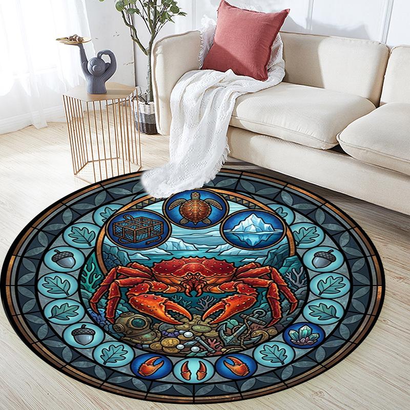 Oceanic Glass Round Area Rug Under Office Chairs Bedroom Living Room Home Decor