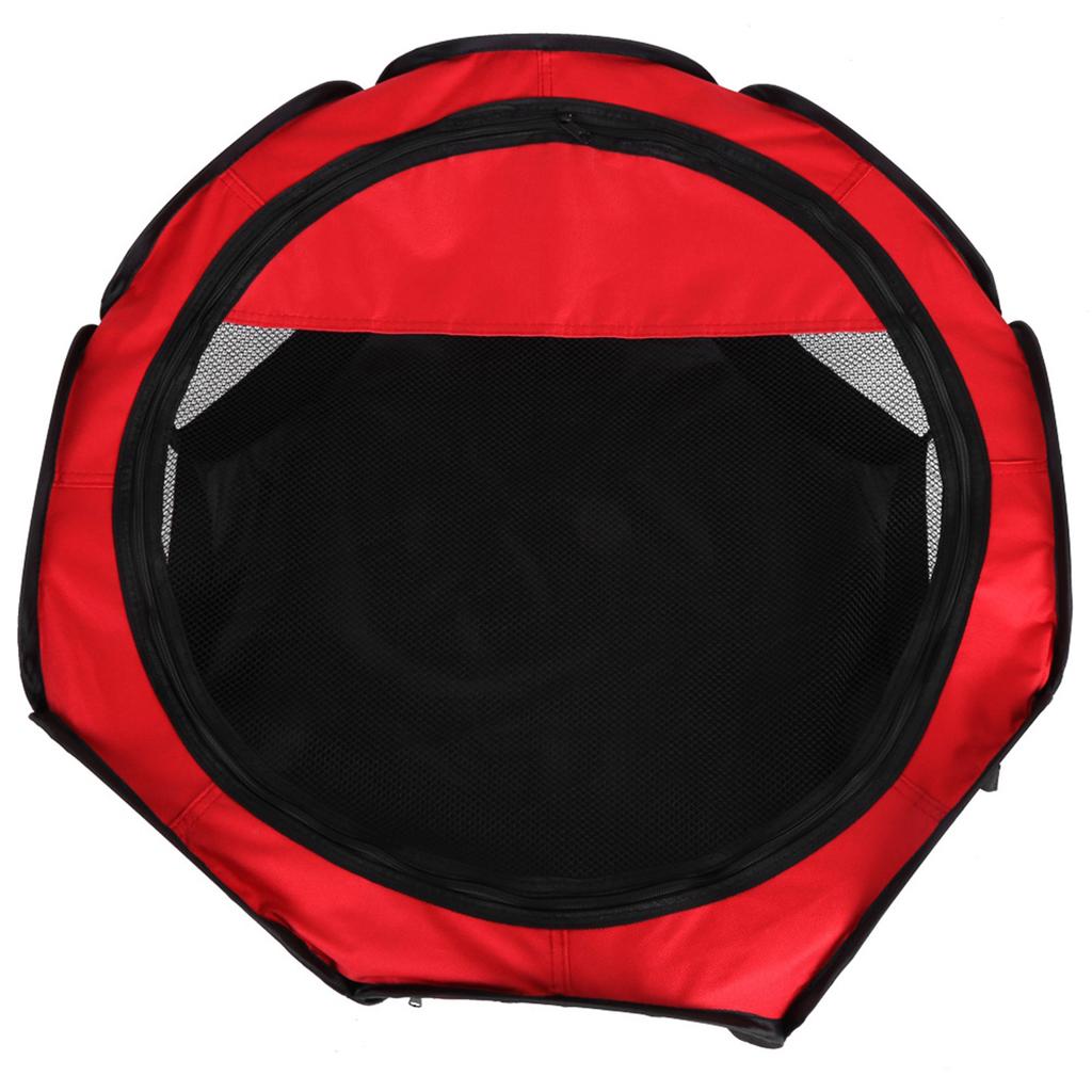 Haustier Katze Hund Tragbarer Faltbarer Käfig Übungs- & Spielzelt Netzabdeckung Innen-/Außenbereich Rot