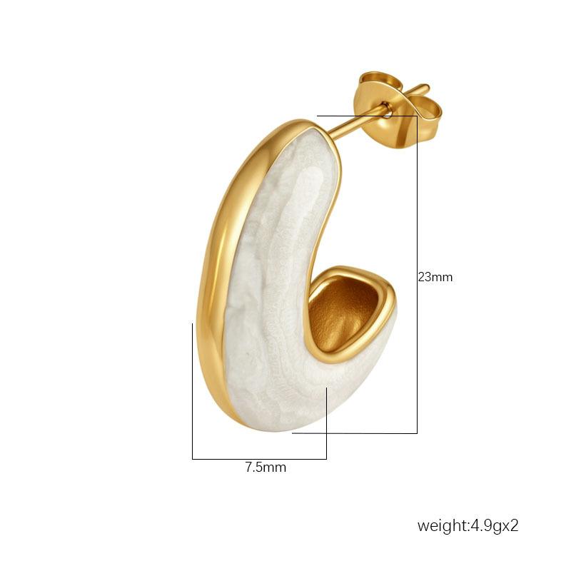 Fashion oiled stainless steel earrings women's light luxury high-end sense versatile 18K stud earrings trendy earrings