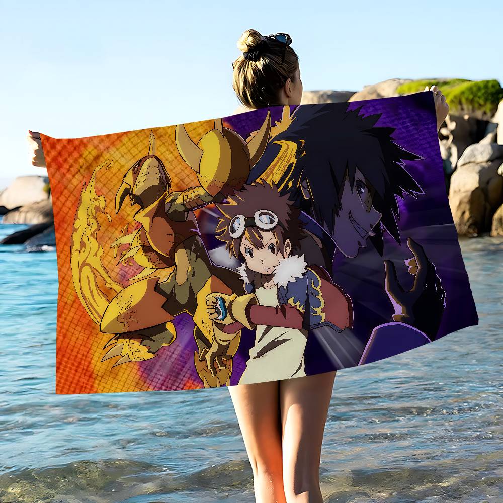 Digimon Adventure Monster Game Beach Towel Colorful Bath Towels For Girl Microfiber Quick Dry Sand Free Beach Yoga Spa