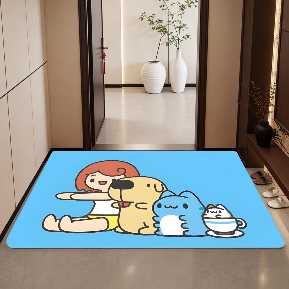 Anime C-capoo Floor Mat Diatomite Bath Mat, Quick Dry Absorbent Non-Slip Door Mat