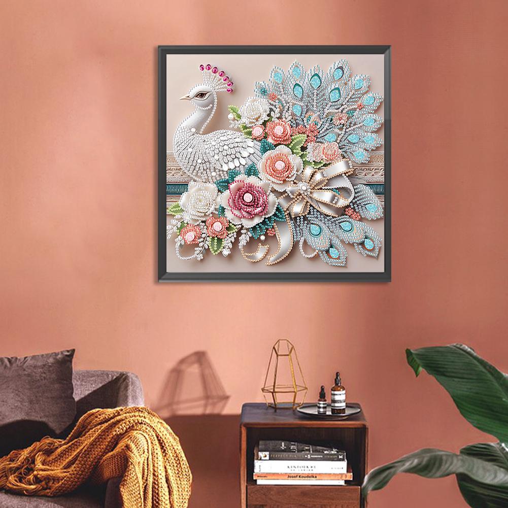 5D DIY Partial Special Shaped Drill Diamond Painting Kit Peacock Swan Decor