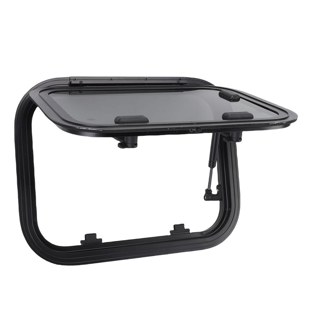 16x12in RV Window Black Tempered Glass Sunproof Motorhome Exit Window with Support Rod and Screen for Trailer Van Truck