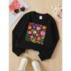Kids Sweatshirt ,Vibrant Floral Patterned Sweatshirt , Featuring a Crew Neck Design Suitable for Autumn And Winter
