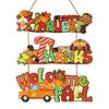 Yousheng Thanksgiving Welcome Sign Rustic Harvest Wooden Door Hanger Sign Gnome Turkey Pumpkin Truck Decorative Wall Plaque for Farmhouse Porch Wall