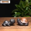 Yixing Zisha Tea Pet Turtle Ornament Handmade Clay Painted Longevity General Sculpture Cover Tray Set Accessor
