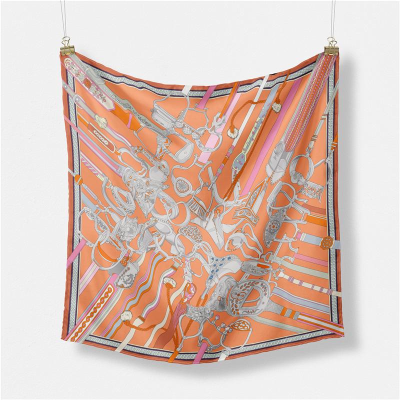 

Twill Silk Scarf Women Saddle Melt Print Square Scarves Wraps Bandana Small Hijab Silk Foulards Tie Headband Neckerchief 53CM 53CM x 53CM