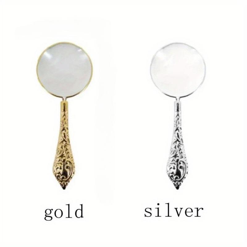 1pc/2pcs 5X Metal Handheld Magnifier Exquisite Carved Delicate Pattern for Reading Compact Retro Design with Vintage Charm