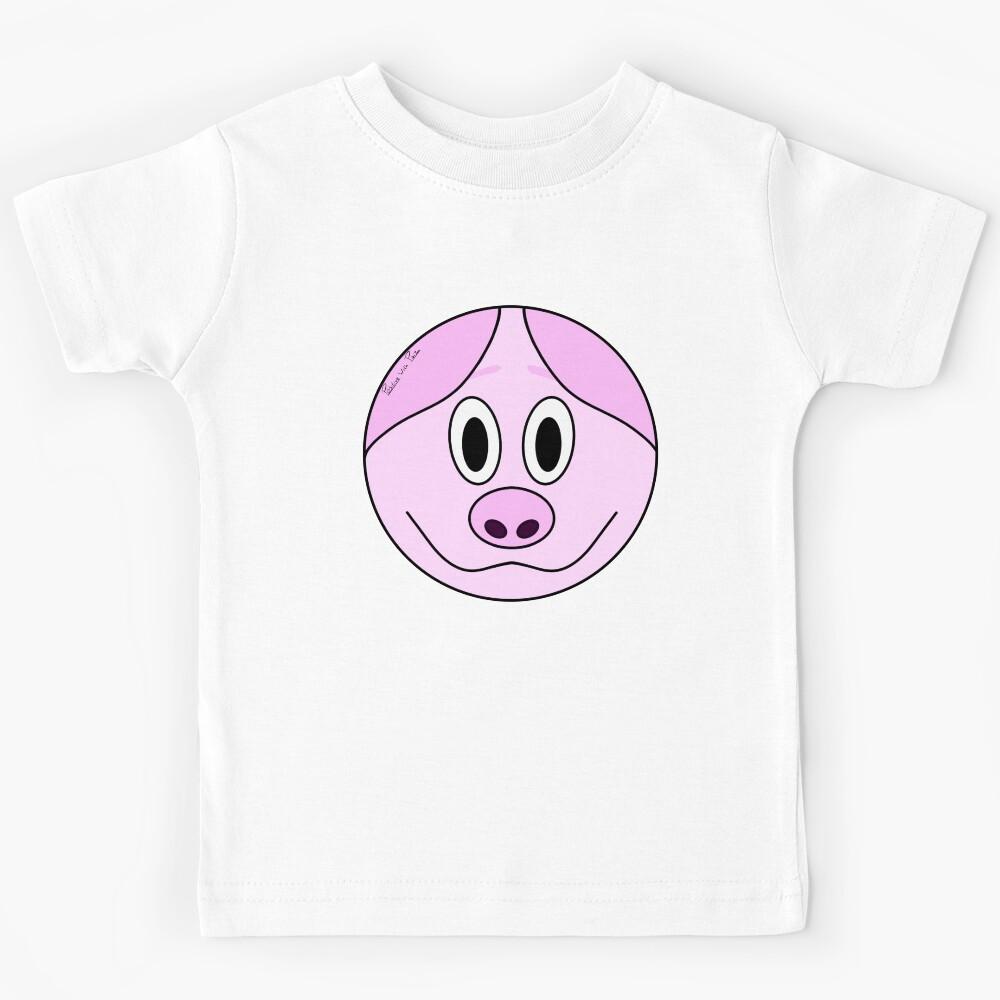 Cute Happy PIG Cartoon illustration Pink Kids T-Shirt 120