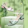 Women's Sandals Fashion Soft Leather High Heeled Sandals Summer Gentle Style Thick Heeled Women's Shoes