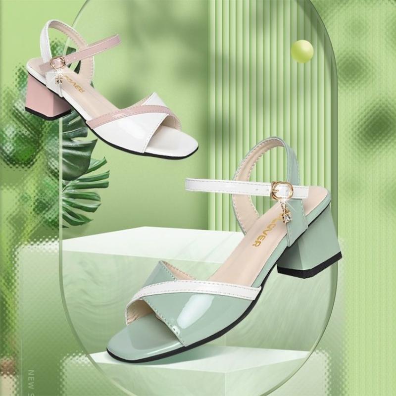 Women's Sandals Fashion Soft Leather High Heeled Sandals Summer Gentle Style Thick Heeled Women's Shoes