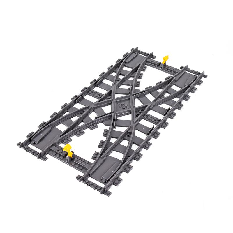 Moc City Train Rail Crossing Tracks Set Stud Gap Triple Switch Bricks Building Blocks Technical Enlighten Toys For Kids