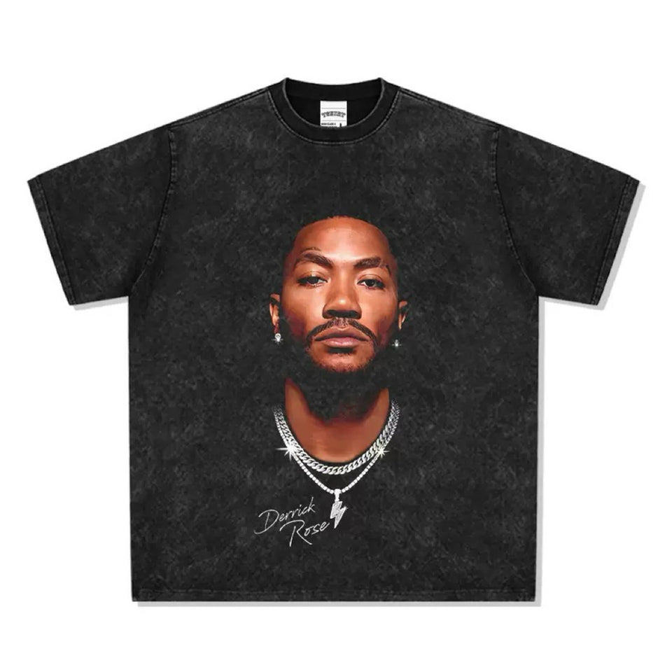 Derrick Rose Portrait Oversized Washed T-Shirt S