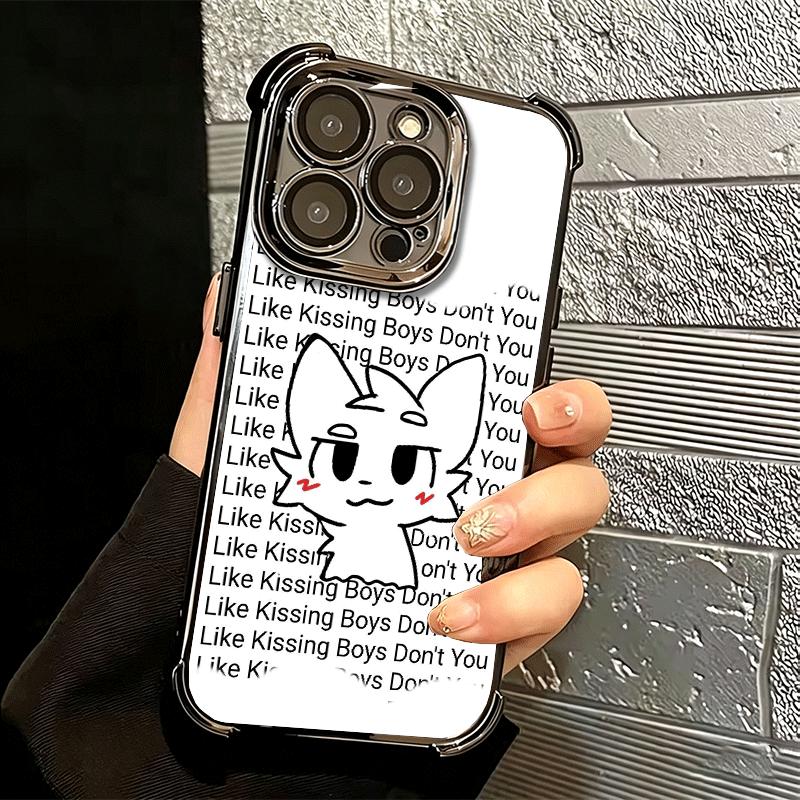 Cute B-Boykisser Catoon Plating Phone Case For Iphone 16 17 Pro Max Air 16E 14 15 Plus 12 13 Mini Anti-Fall Airabag Cover