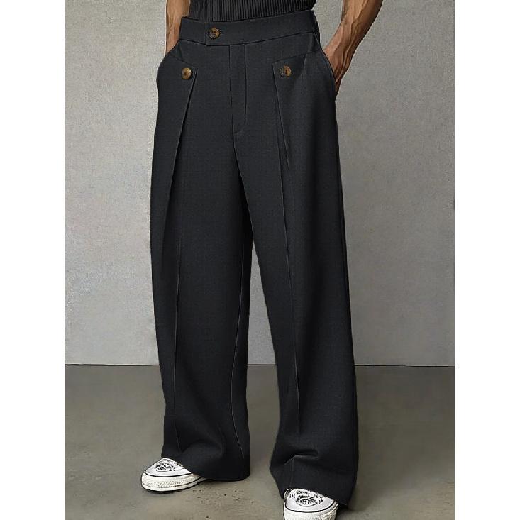 Men's straight-leg anti-wrinkle no-iron business casual trousers with premium drape