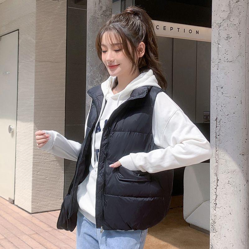 Módní bavlněná vesta s stojáčkem Stylová korejská verze bez rukávů podzimní zimní bunda