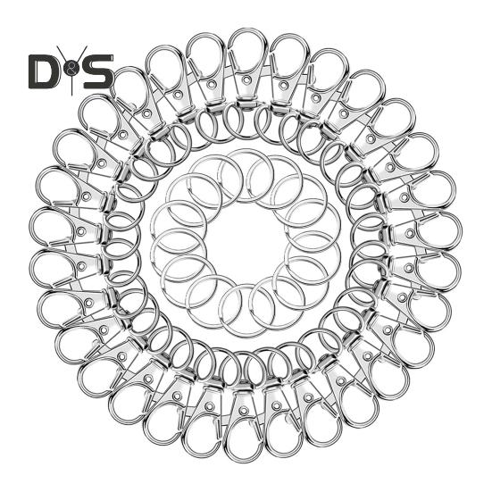 100Pcs/Set Key Chains Metal Lobster Claw Clasp with Key Rings Dog Collars Backpacks DIY Keychain Accessories