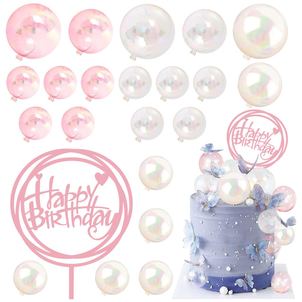 22 Stück Bunte Kugel Kuchenaufsatz Mini Ballon Cupcake Topper DIY Schaumkugel Kuchenstecker Dekoration für Hochzeit Jubiläumsparty