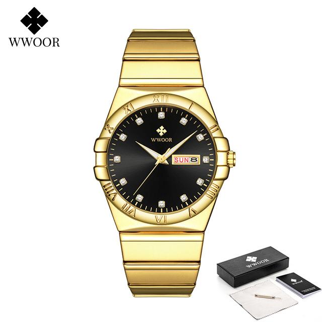 WWOOR Luxury Watches For Men Fashion Business Waterproof Stainless Steel Luminous Men's Quartz Wristwatches Male Reloj Hombre