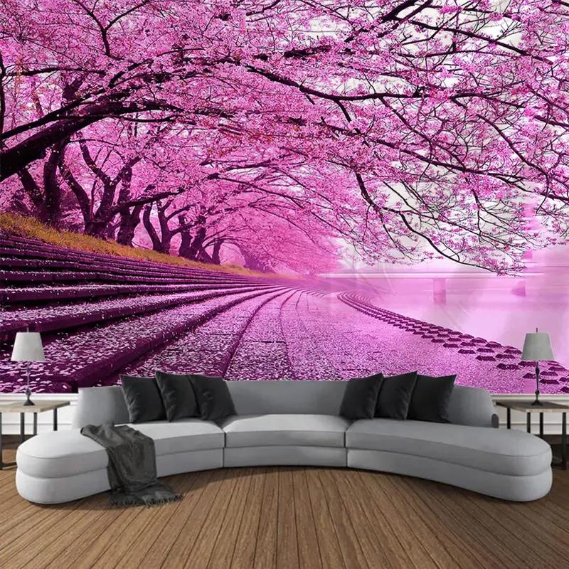 Autumn Forest Natural Landscape Tapestry Polyester Wall Hanging Aesthetic Home Decor for Living Room Bedroom