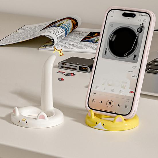 Suporte para Celular Gatinho Fofo Suporte de Telefone Mãos Livres Criativo Mini Suporte de Celular para Mesa para Visualização Horizontal Vertical