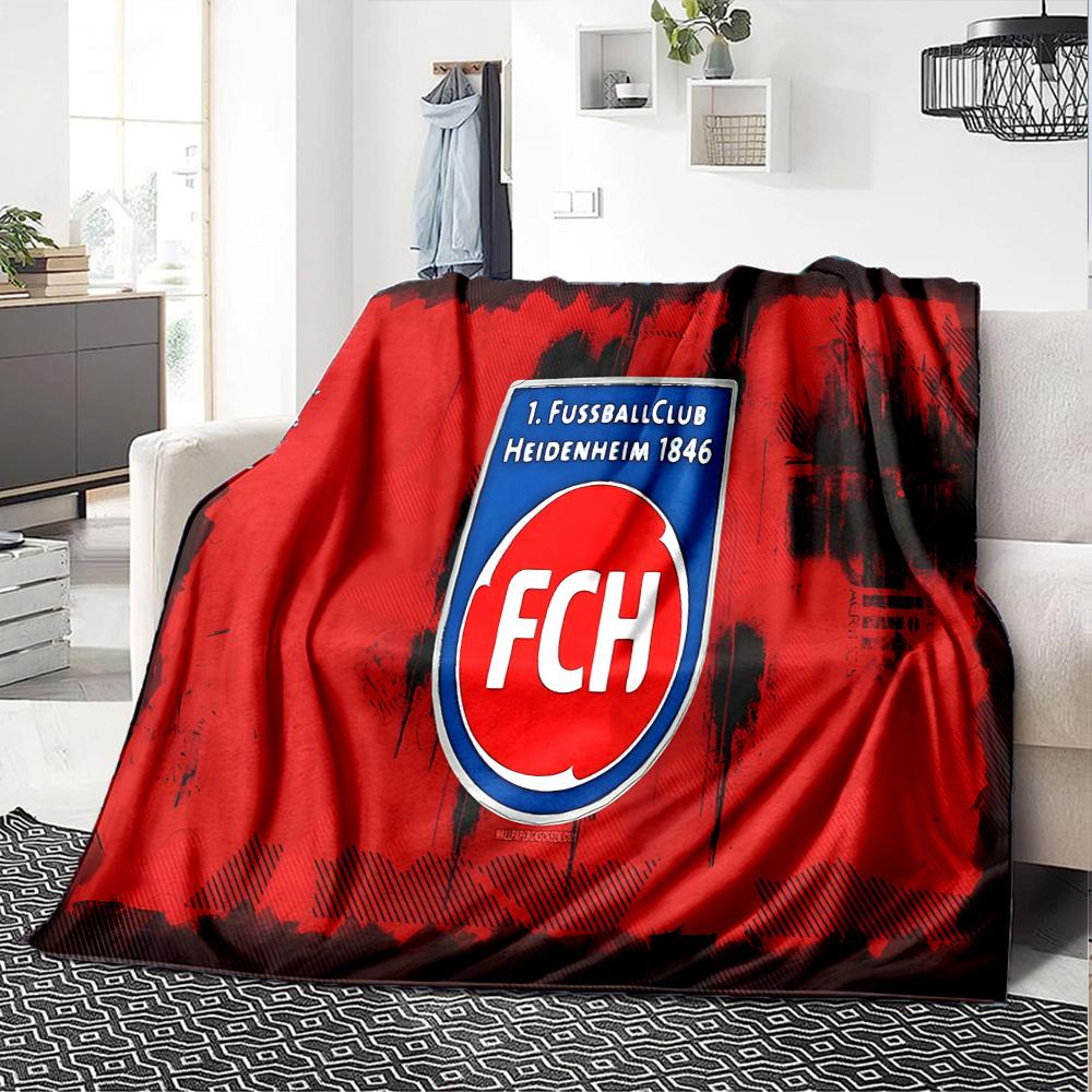 Heidenheim Crest Flannel Blanket, Soft Polyester, Modern Design, All-Season for Camping, Travel, Gifts for holidays or birthdays