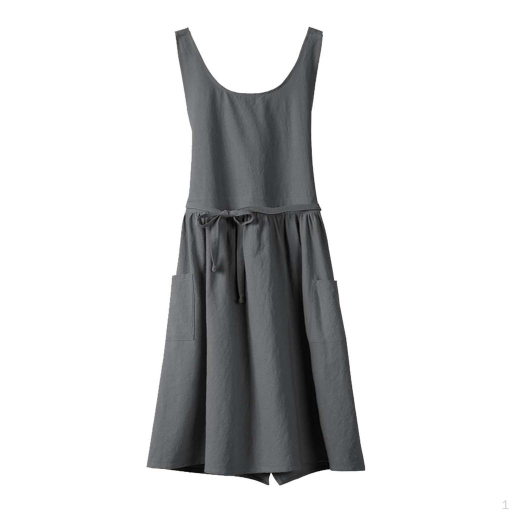 Chef Apron Cotton Kitchen Crew Neck Gardening with Pockets for Home Garden