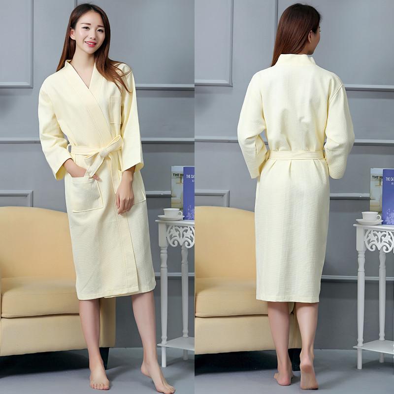 Hotel Cotton Waffle Weave Bathrobe With Embroidered Logo For Spa And Hospitality Use