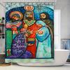 Vibrant Nativity Shower Curtain For Christmas Decorations Handmade Artistic Religious Home Decoration.