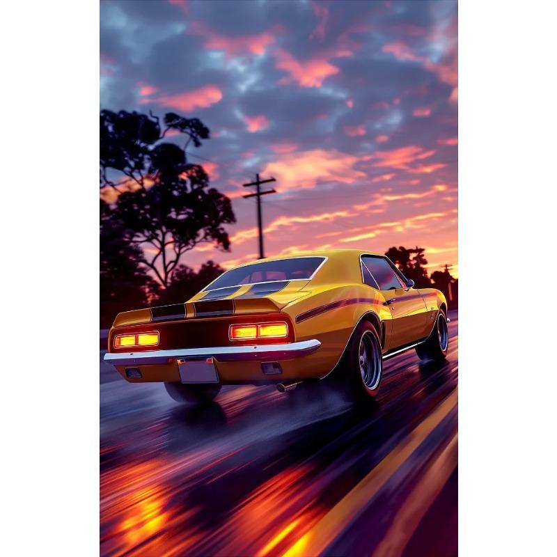 Classic Cool Supersport Car Sunset Colorful Posters and Prints Canvas Printing Wall Art Picture for Living Room Home Decora Gift