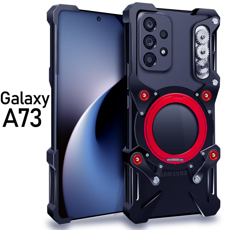 Aluminum Frameless Case for Samsung Galaxy A73 Rotating Bracket Shell Metal Rimless Shockproof Cover