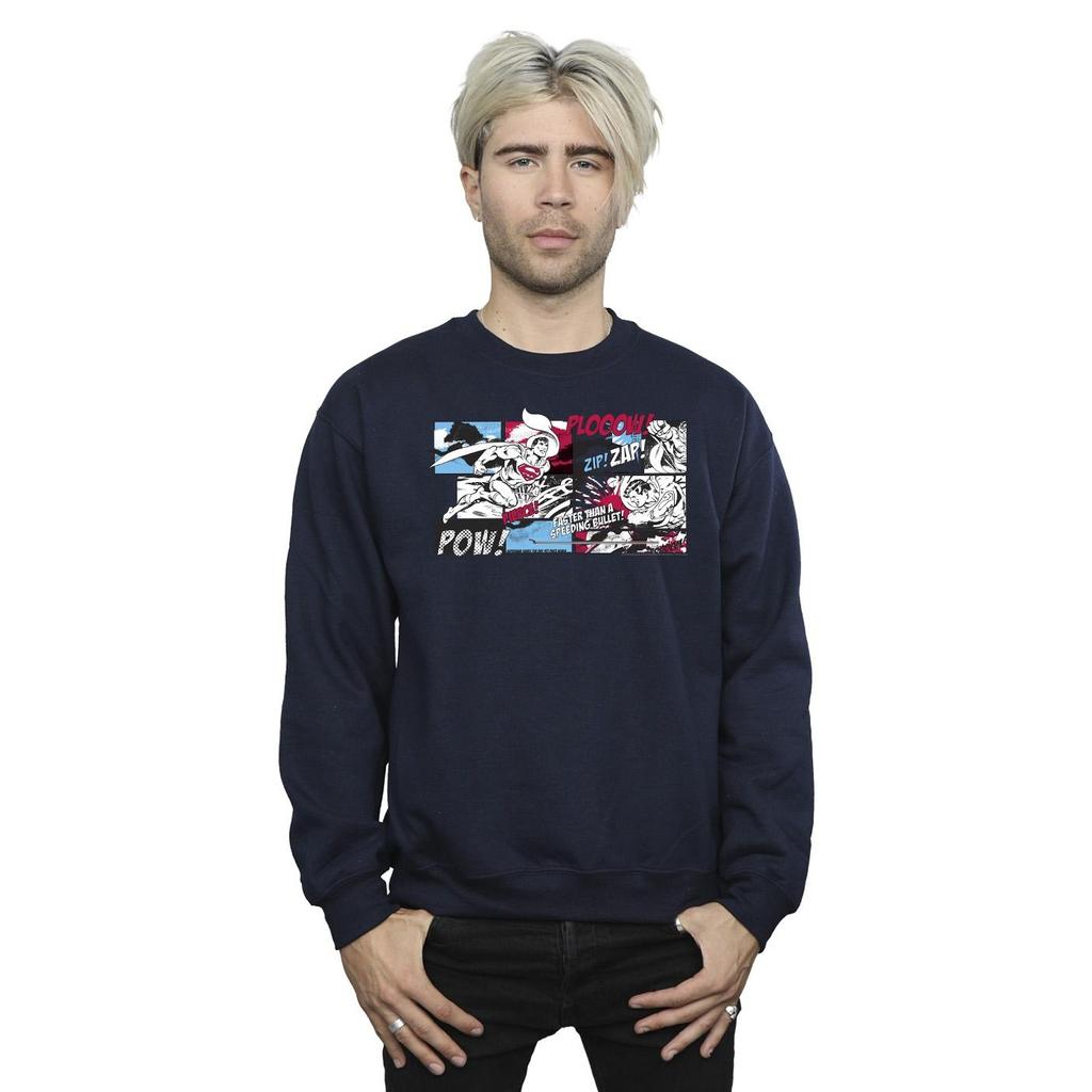 DC Comics Mens Superman Comic Strip Sweatshirt