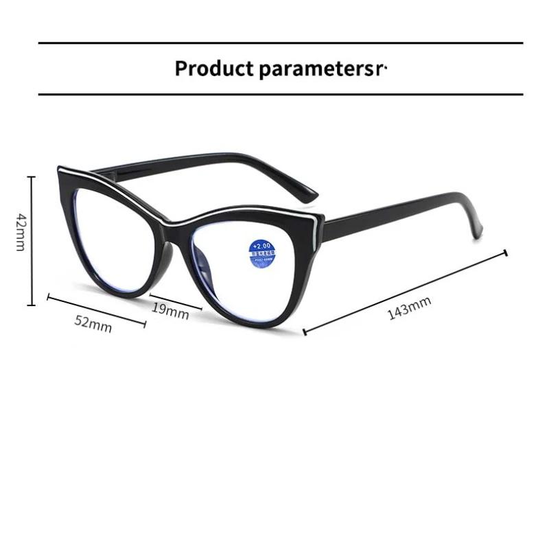 Women's Fashionable and Elegant Cat Eye Presbyopia Sunglasses New Black Gray Lens UV Resistant Glasses Diopter To +4.0